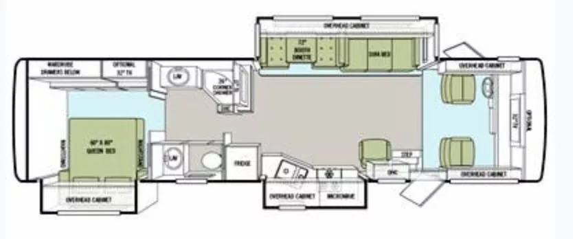 35' 2011 Tiffin Allergro Open Road 34TGA w/3 Slides Floorplan