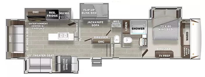 44' 2023 Primetime Sanibel Wide Body 3902WB w/4 Slides - Bunk House Floorplan