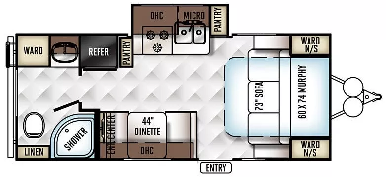 23' 2017 Forest River Rockwood Mini Lite 2304KS w/Slide Floorplan
