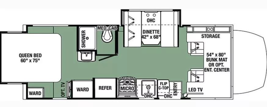 25' 2018 Forest River Forester 2401R w/2 Slides Floorplan
