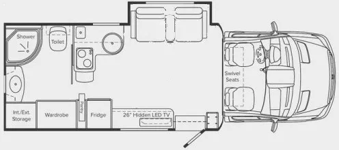 25' 2013 Leisure Travel Unity Series 24MB w/Slide Floorplan