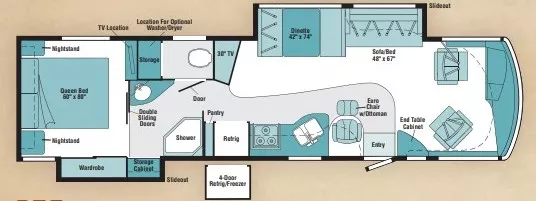 37' 2008 Itasca Latitude 37G w/2 Slides Floorplan