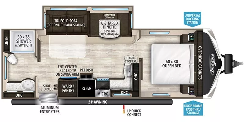 29' 2020 Grand Design Imagine 2600RB w/Slide Floorplan