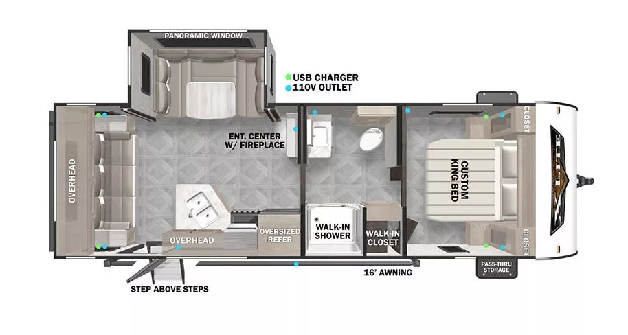 29' 2023 Forest River Cruise Lite Platinum 24RLXLX w/Slide Floorplan