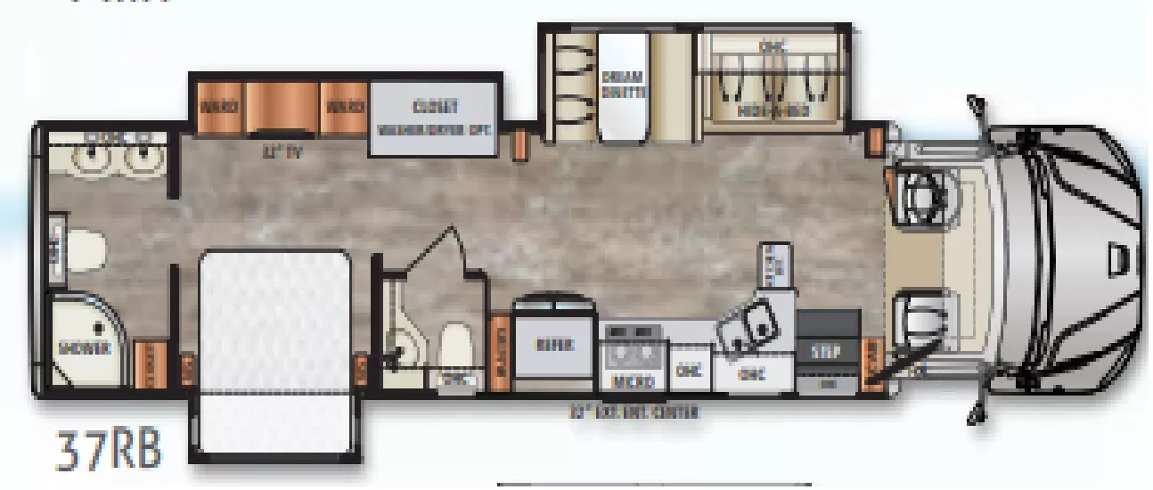 37' 2019 Dynamax Dynaquest 37RB XL w/3 Slides Floorplan