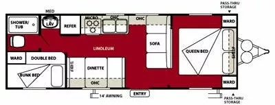 29' 2012 Forest River Wildwood X Lite 261BHXL - Bunk House Floorplan