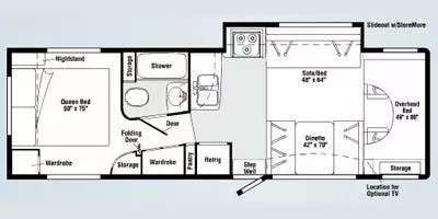 32' 2008 Winnebago Outlook 31H FORD w/Slide Floorplan