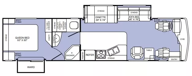 37' 2001 Fleetwood Discovery 36T 300hp Cummins w/2 Slides Floorplan