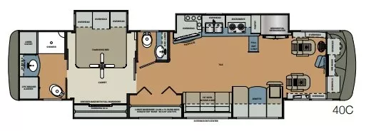 41' 2017 Forest River Berkshire Xl 40C 380hp Cummins w/4 Slides - Bunk House Floorplan