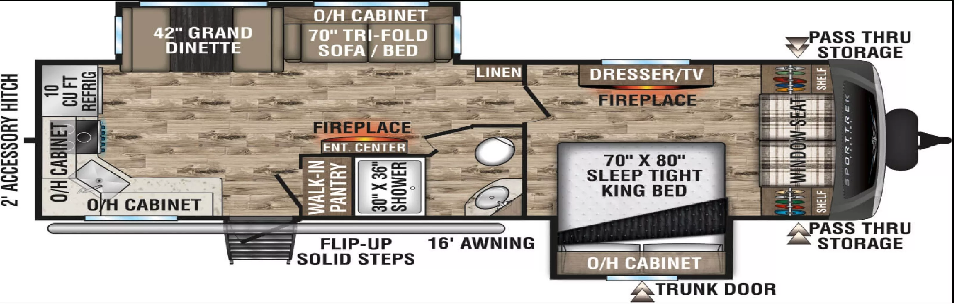 31' 2024 Venture RV Sporttrek Touring Edition 272VRK w/2 Slides Floorplan