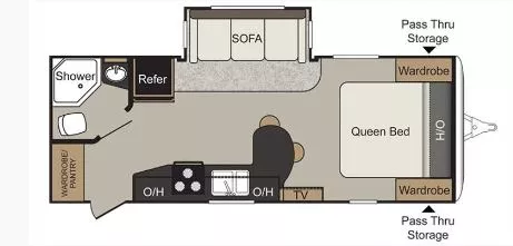 26' 2016 Keystone Passport 23RB w/Slide Floorplan