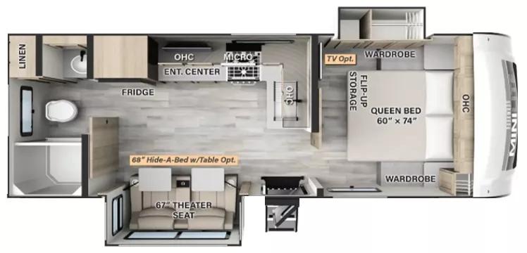 26' 2024 Forest River Rockwood Mini Lite 2518S w/2 Slides Floorplan