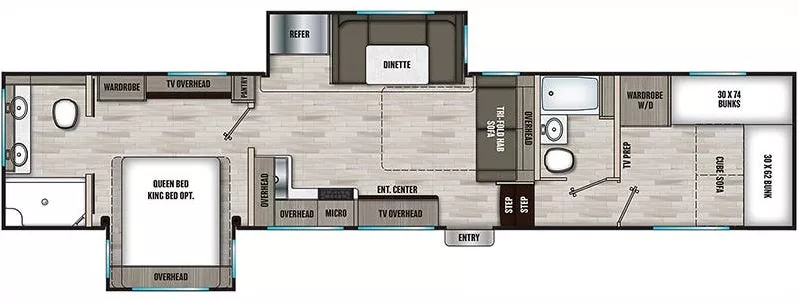 42' 2023 Coachmen Chaparral 355FBX w/2 Slides - Bunk House Floorplan