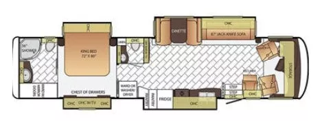 39' 2016 Newmar Canyon Star 3953 w/4 Slides Floorplan