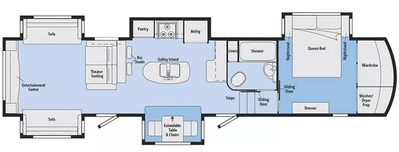 41' 2017 Winnebago Destination 37RD w/5 Slides Floorplan