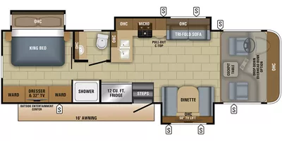 32' 2018 Jayco Precept 31UL w/3 Slides Floorplan