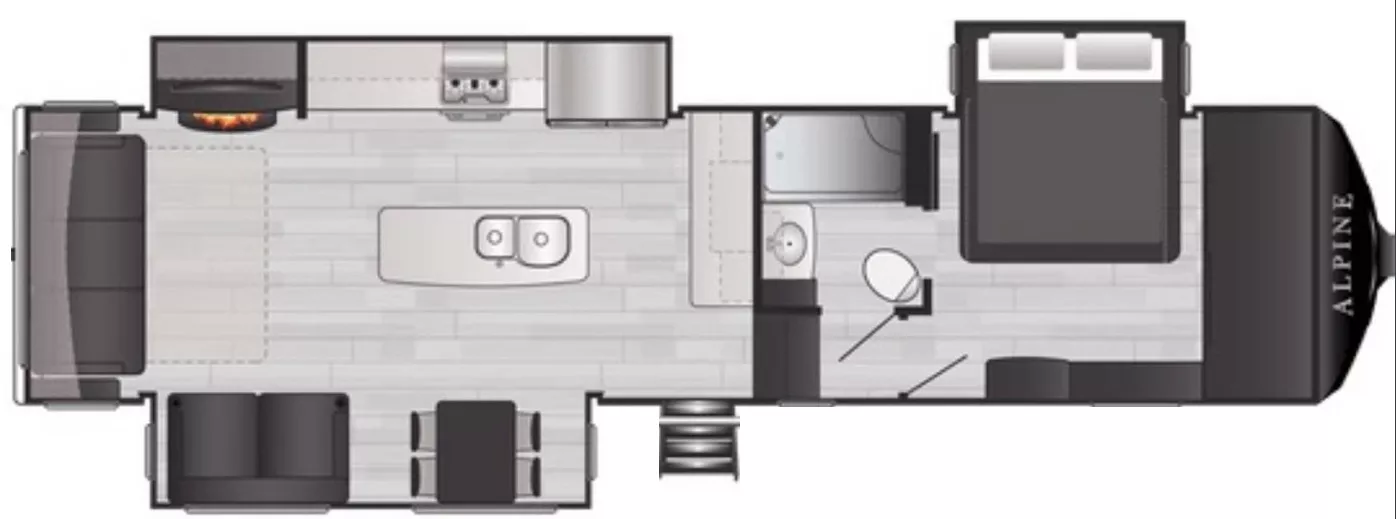 36' 2021 Keystone Alpine 3220RL w/3 Slides Floorplan