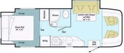 25' 2013 Winnebago View Profile 24G w/2 Slides Floorplan