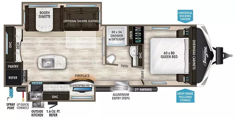 26' 2020 Grand Design Imagine 2670MK w/2 Slides Floorplan