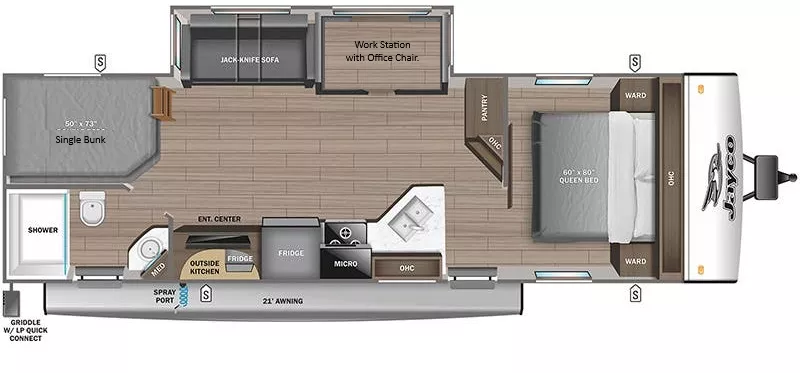 33' 2024 Jayco Jayfeather 27BHB w/Slide - Bunk House Floorplan