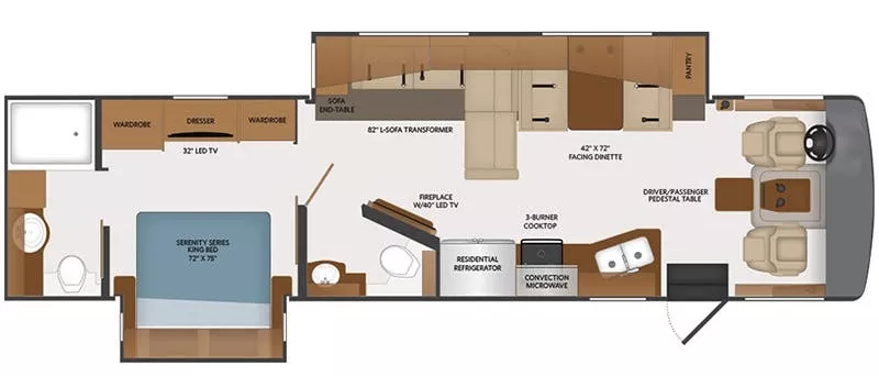 36' 2019 Fleetwood Bounder 35K w/2 Slides Floorplan