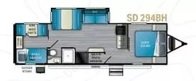 33' 2022 Heartland Sundance Ultra Lite 294BH w/Slide - Bunk House Floorplan