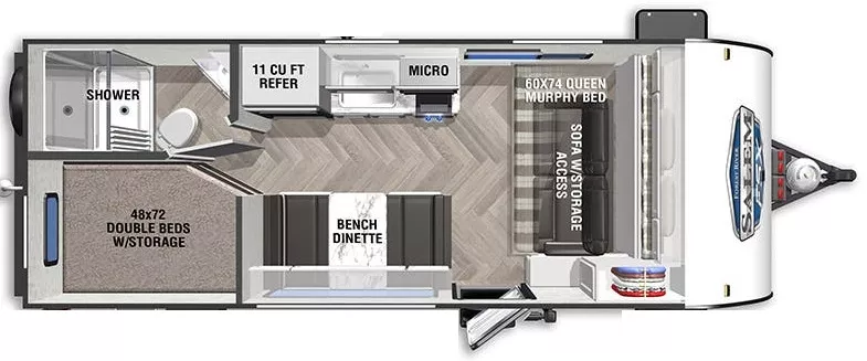 22' 2021 Forest River Salem Platinum Fsx 179DBK - Bunk House Floorplan