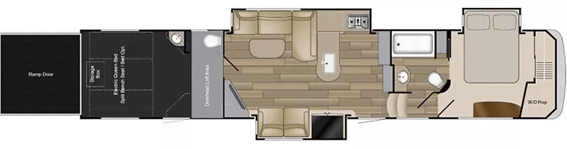 44' 2018 Heartland Road Warrior 429 w/3 Slides & Generator  - Toy Hauler - Bunk House Floorplan