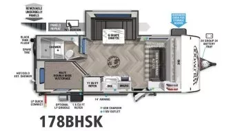 22' 2022 Forest River Salem Fsx 178BHSK w/Slide Floorplan