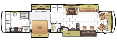 43' 2015 Newmar Ventana 4369 400hp Cummins w/3 Slides Floorplan