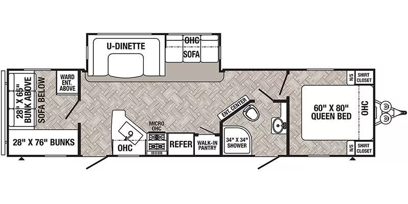 37' 2021 Forest River Palomino Puma 28BHSS w/Slide - Bunk House Floorplan