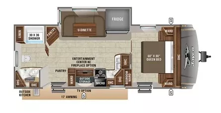 30' 2019 Jayco Eagle 262RBOK w/Slide Floorplan