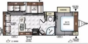 29' 2018 Forest River Flagstaff 26RLWS w/2 Slides Floorplan