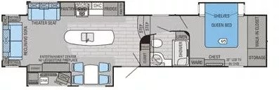 42' 2015 Jayco Eagle Premier 351RSTS w/3 Slides & Generator Floorplan