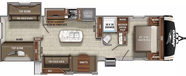 38' 2021 Jayco Eagle 312BHOK w/3 Slides - Bunk House Floorplan