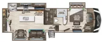37' 2022 Grand Design Solitude 345GK w/3 Slides & Generator Floorplan