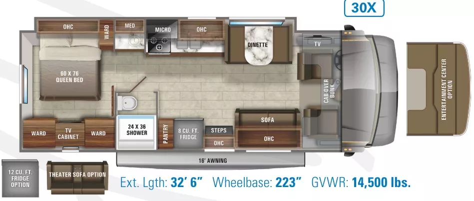 33' 2021 Jayco Greyhawk 30X w/Slide Floorplan