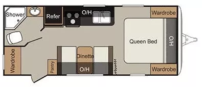 25' 2015 Keystone Passport 195RB Floorplan
