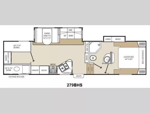 35' 2015 Coachmen Chapparal 279BHS w/2 Slides - Bunk House Floorplan