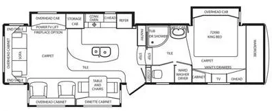 36' 2014 Drv Mobile Suites 36TKSB3 w/3 Slides Floorplan