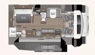 30' 2023 Entegra Coach Esteem 27U w/2 Slides Floorplan