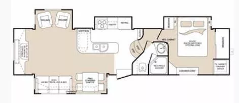 37' 2010 Keystone Montana 3665RE w/4 Slides Floorplan
