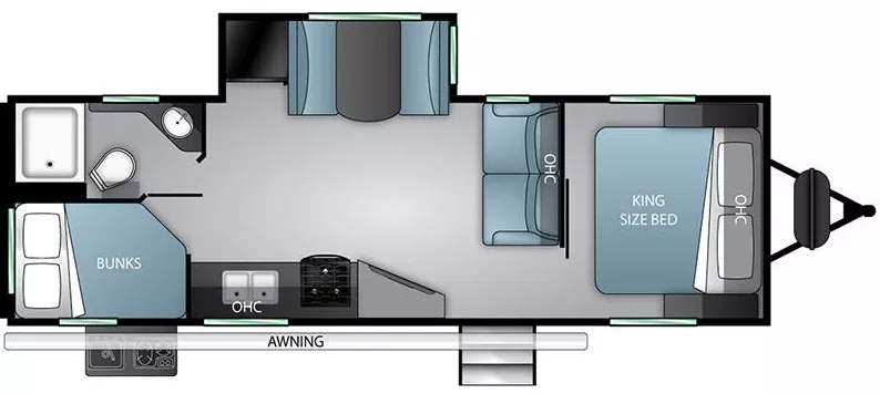 30' 2021 Cruiser RV Twilight Signature 2600 w/Slide - Bunk House Floorplan