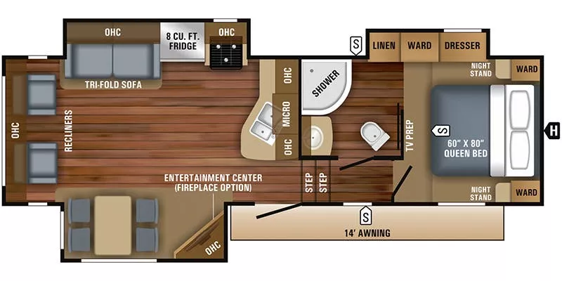 31' 2019 Jayco Eagle Ht 27.5 RLTS w/3 Slides Floorplan