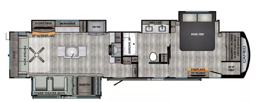 40' 2022 Crossroads Cameo 3891MK w/3 Slides Floorplan