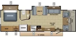 32' 2018 Jayco Greyhawk 29MV w/2 Slides Floorplan
