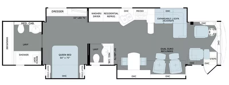 43' 2016 Holiday Rambler Scepter 43SF 450hp Cummins Floorplan