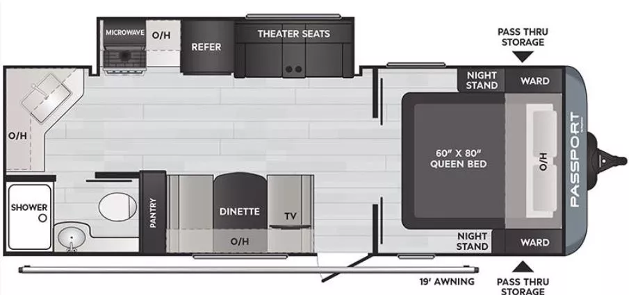 26' 2022 Keystone Passport Sl 229RK w/Slide Floorplan