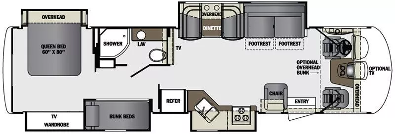 37' 2015 Forest River Georgetown Xl 352QS w/4 Slides - Bunk House Floorplan