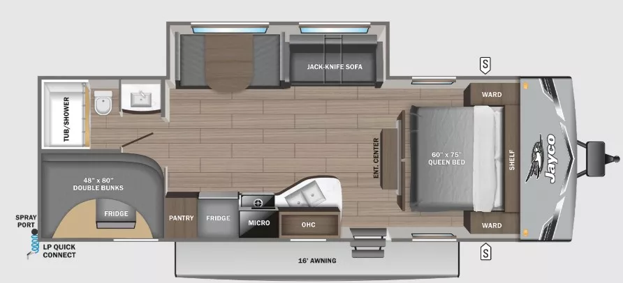 30' 2025 Jayco Jay Flight Slx Series 261BHS w/Slide - Bunk House Floorplan